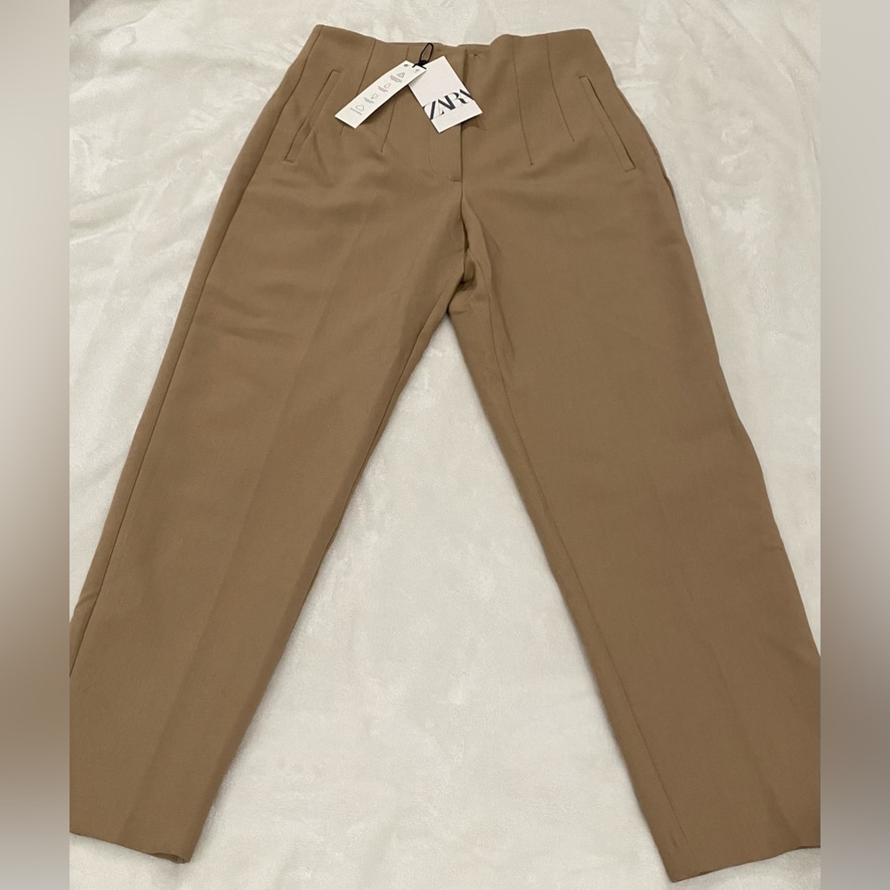NWT Zara Cropped High-Waisted Trousers